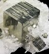 Gleaming, Cubic Pyrite With Quartz Crystals - Peru #54984-4